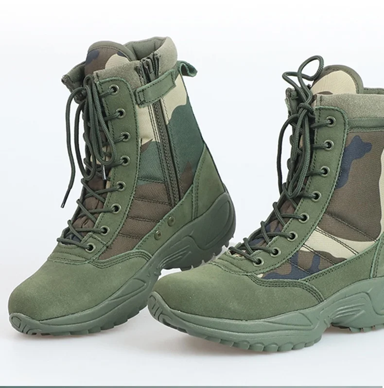 Outdoor Hiking Climbing Shoes Men's Leather Desert Tactical Boots High Top Camouflage Field Training Work Combat Boots 46 Size