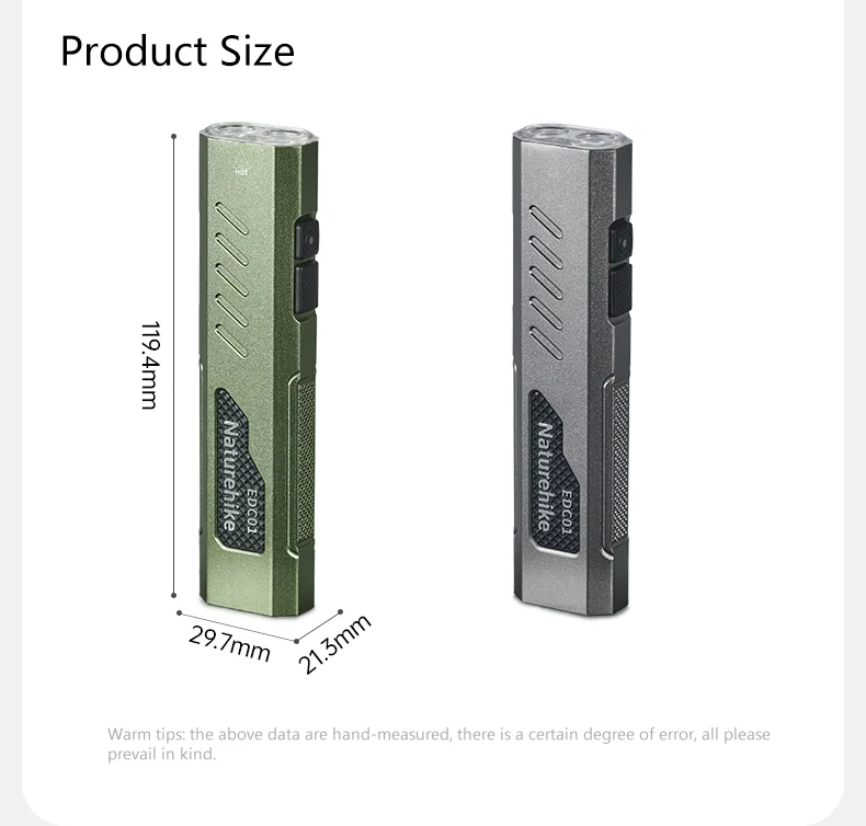 Naturehike EDC01 Flashlight Outdoor Portable Durable Hiking Mountaineering Ultra-bright Rechargeable Small Mini Household Light