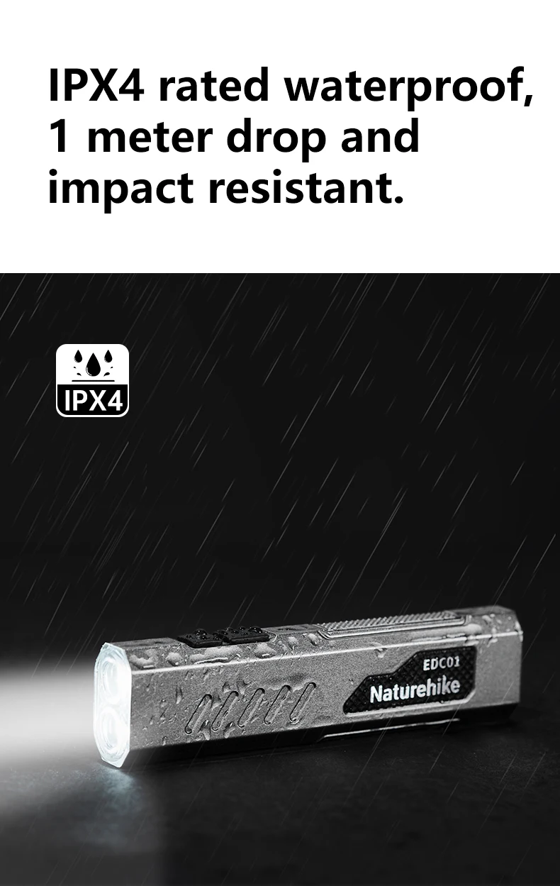 Naturehike EDC01 Flashlight Outdoor Portable Durable Hiking Mountaineering Ultra-bright Rechargeable Small Mini Household Light