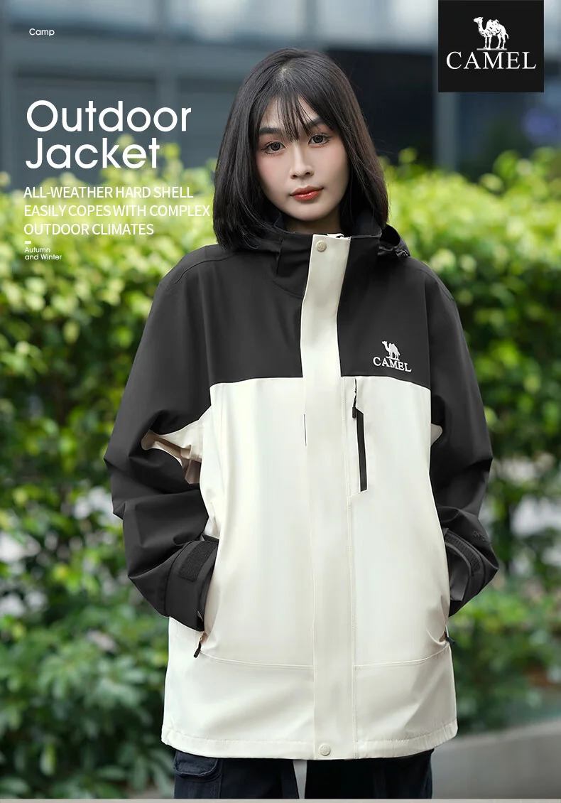 GOLDEN CAMEL Waterproof Hiking Jackets Women Men's Windbreakers Three-proof Fleece Jacket for Women 3 IN1 Detachable Winter Coat