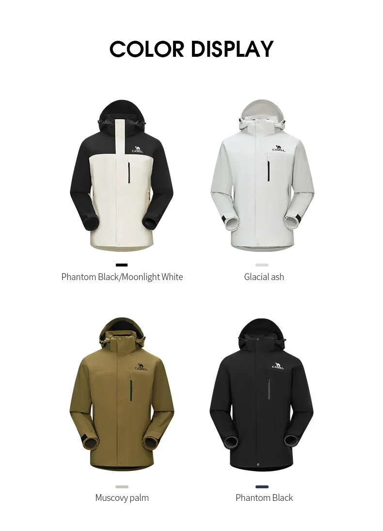 GOLDEN CAMEL Waterproof Hiking Jackets Women Men's Windbreakers Three-proof Fleece Jacket for Women 3 IN1 Detachable Winter Coat