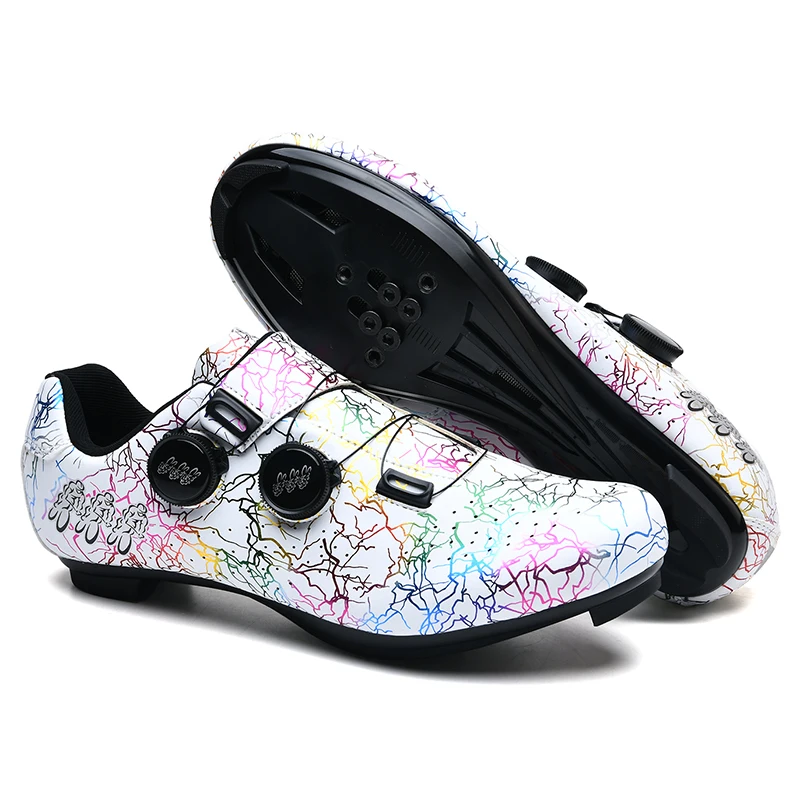 New Professional Cycling Shoes Men Locking Booster Shoes Breathable Double Knob Buckle Women SPD Hard-Soled Road Cycling Shoes
