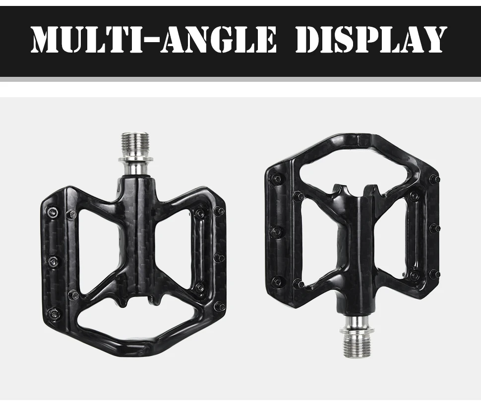 Mountain Bike Ultra-Light Carbon Fibre Flat Pedals Downhill Non-Slip Design Bearing System Bicycle Pedals Bike Lightweight Pedal