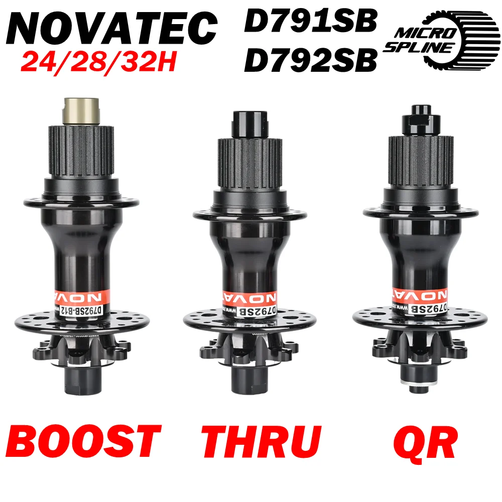 Novatec D791SB D792SB MTB Road Bicycle Hub 24/28/32 Holes Micro Spline MS XD 12 Speed Quick Release Thru Axle BOOST Bearing Hubs