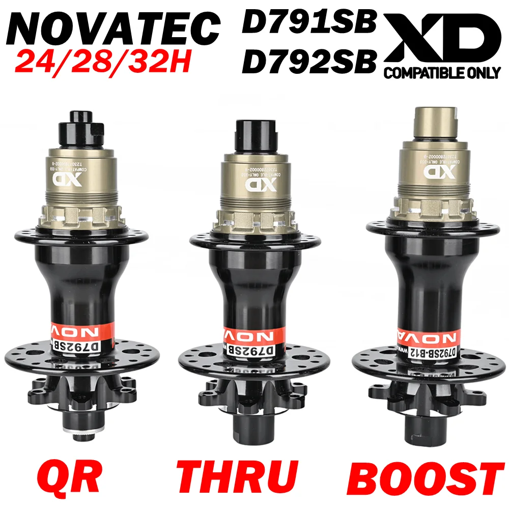 Novatec D791SB D792SB MTB Road Bicycle Hub 24/28/32 Holes Micro Spline MS XD 12 Speed Quick Release Thru Axle BOOST Bearing Hubs