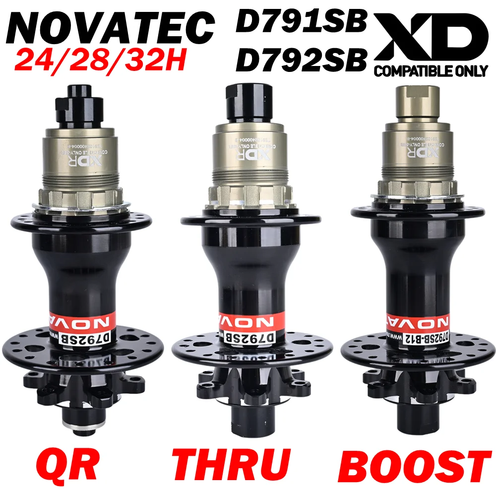 Novatec D791SB D792SB MTB Road Bicycle Hub 24/28/32 Holes Micro Spline MS XD 12 Speed Quick Release Thru Axle BOOST Bearing Hubs