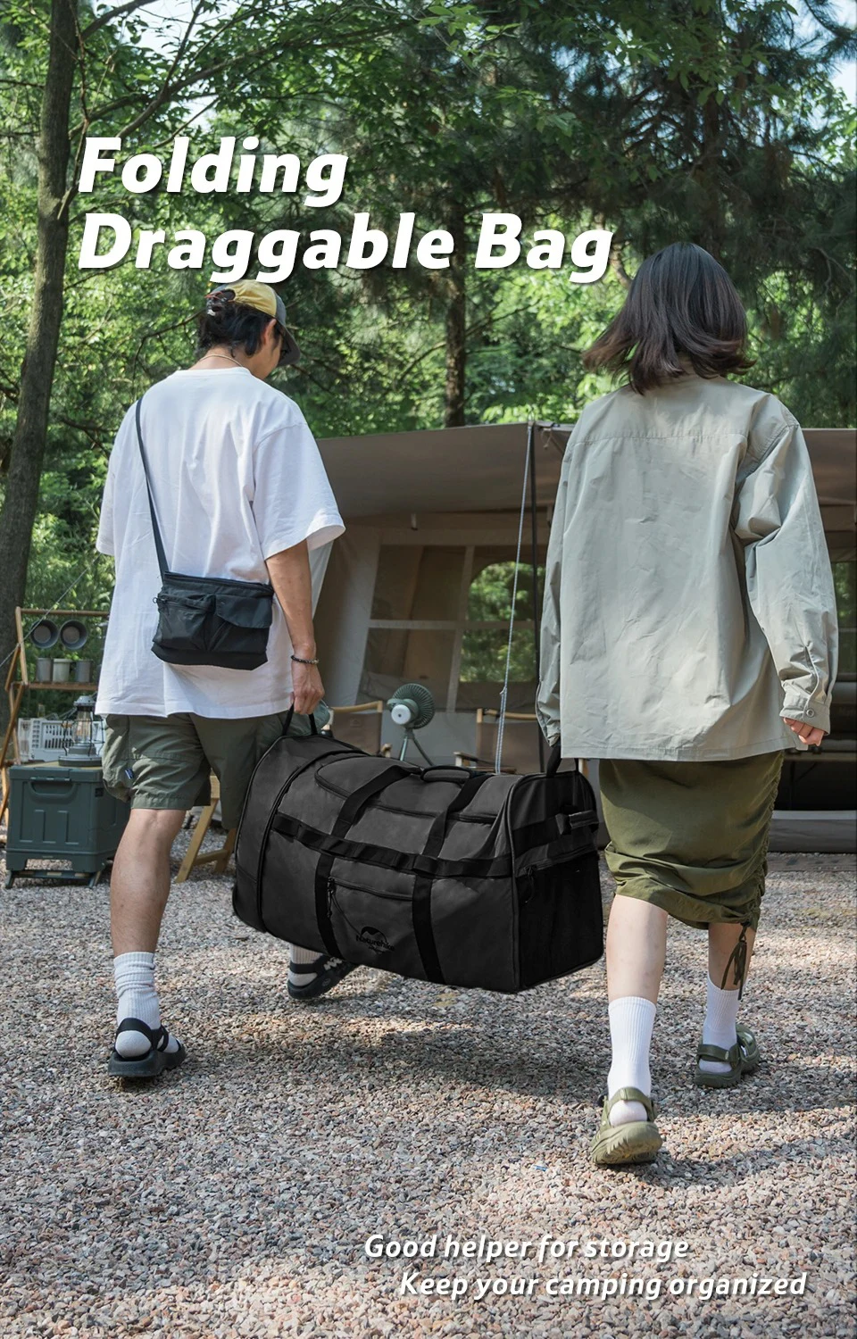 Naturehike 88L Camping Bag Folding Large Capacity Travel Tugboat Bag Portable Hand Sundry Storage Bag Outdoor Hiking Wheel Box