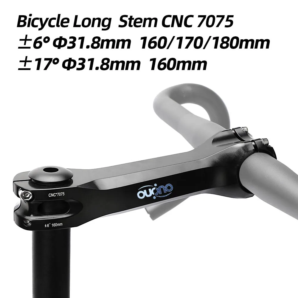 OUO Long Bike Stem 7075 Aluminum CNC Stem 17/ 6 Degree Mtb Handlebar Stem 160/170/180mm Takeaway 31.8mm Downstem Bike Table