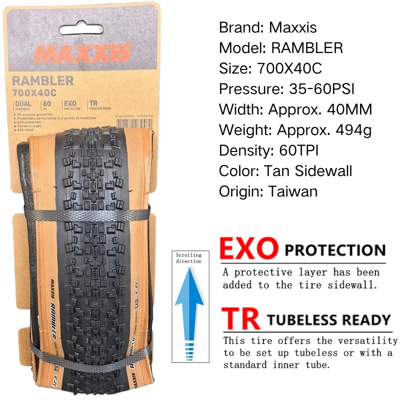 MAXXIS RAMBLER TUBELESS 700x38C/40C/45C/50C 650x47B 27.5x1.5 GRAVEL/ADVENTURE And Dirt Road Racing Tire of Bicycle