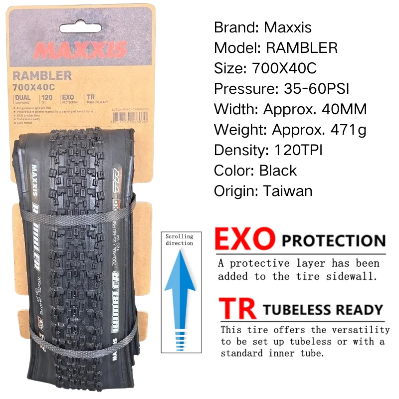 MAXXIS RAMBLER TUBELESS 700x38C/40C/45C/50C 650x47B 27.5x1.5 GRAVEL/ADVENTURE And Dirt Road Racing Tire of Bicycle