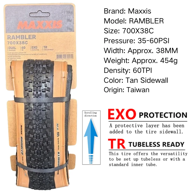MAXXIS RAMBLER TUBELESS 700x38C/40C/45C/50C 650x47B 27.5x1.5 GRAVEL/ADVENTURE And Dirt Road Racing Tire of Bicycle