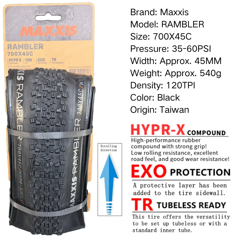 MAXXIS RAMBLER TUBELESS 700x38C/40C/45C/50C 650x47B 27.5x1.5 GRAVEL/ADVENTURE And Dirt Road Racing Tire of Bicycle