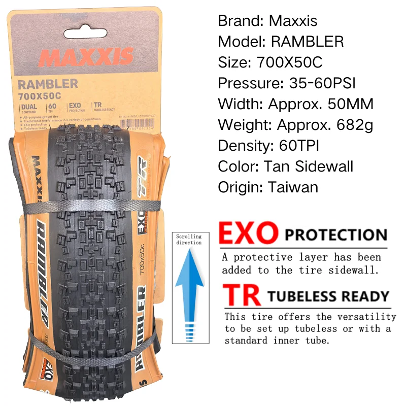 MAXXIS RAMBLER TUBELESS 700x38C/40C/45C/50C 650x47B 27.5x1.5 GRAVEL/ADVENTURE And Dirt Road Racing Tire of Bicycle