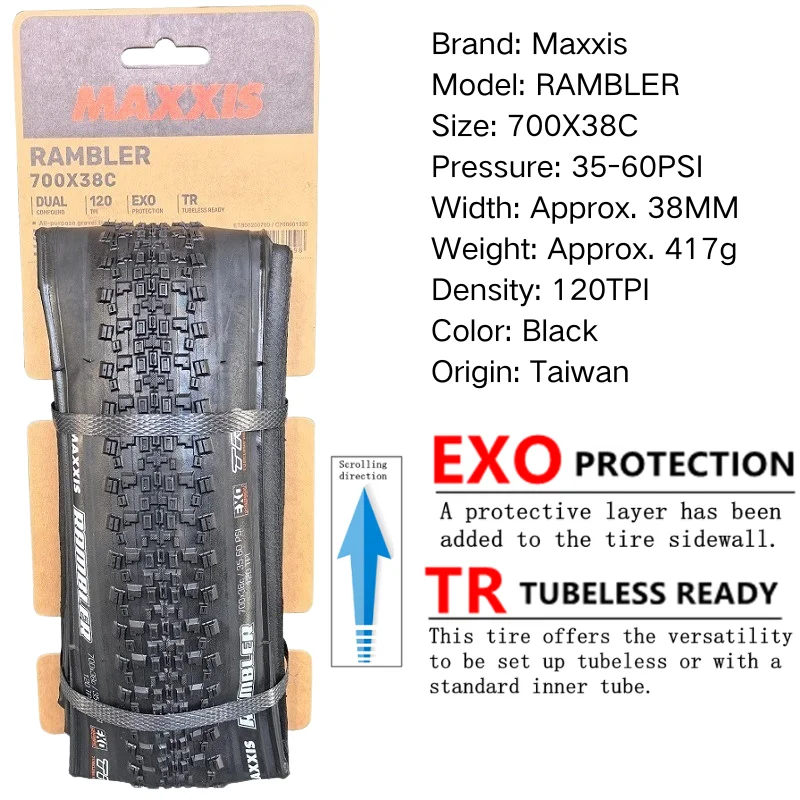 MAXXIS RAMBLER TUBELESS 700x38C/40C/45C/50C 650x47B 27.5x1.5 GRAVEL/ADVENTURE And Dirt Road Racing Tire of Bicycle