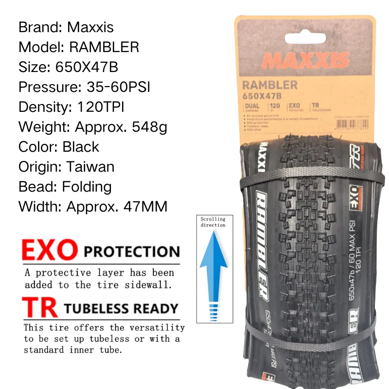 MAXXIS RAMBLER TUBELESS 700x38C/40C/45C/50C 650x47B 27.5x1.5 GRAVEL/ADVENTURE And Dirt Road Racing Tire of Bicycle