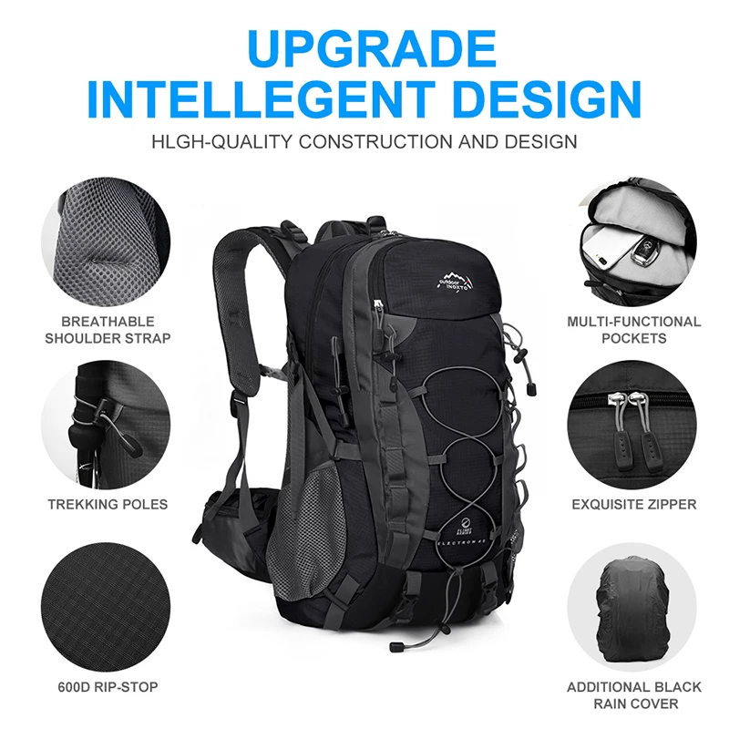 Hiking Storage Backpack Sturdy 40-liter Travel Backpack Suitable for Mountaineering Hiking Camping Backpack Men Tactical Bag