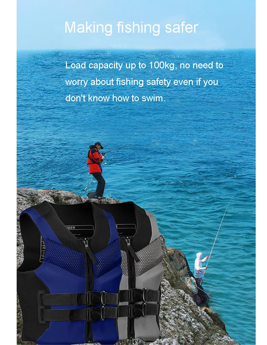 Top Quality Neoprene Fishing Life Jackets Adult Impact Life Vest Buoyancy PFD Fishing Swimming Vest Safety CE Approved