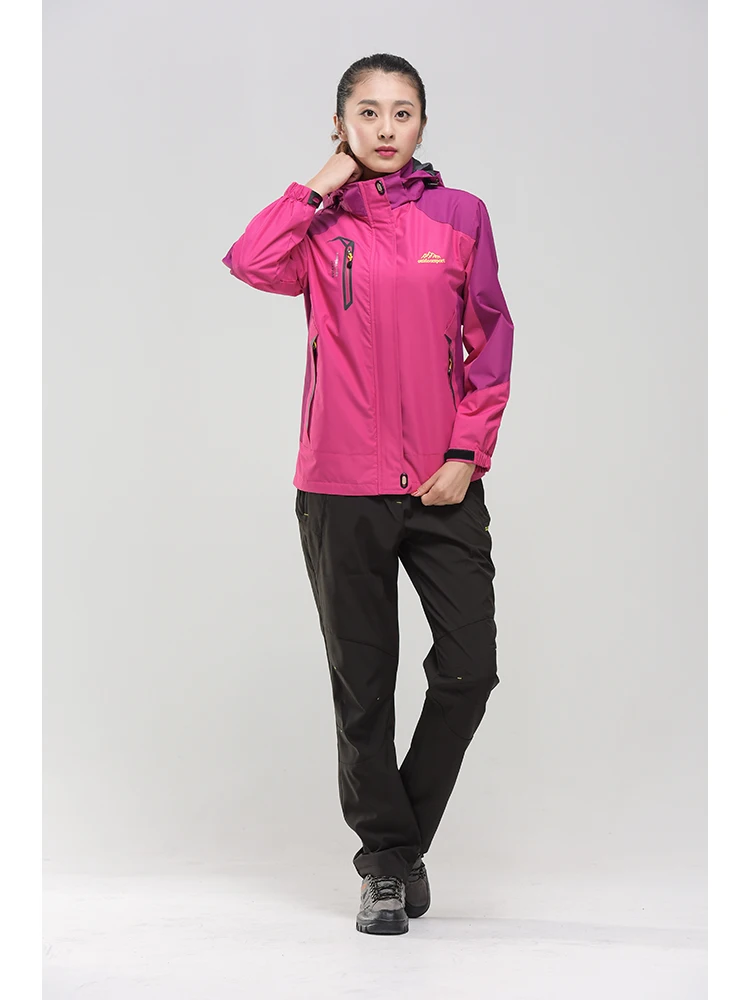 Outdoor Trekking Hiking Jacket and Pants Women Autumn Thermal Waterproof Windproof Hooded Jackets Trip Mountain Camping Sets