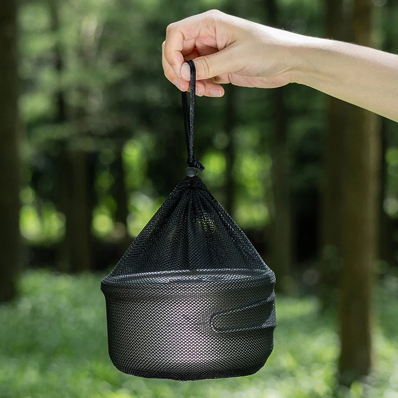 Boundless Voyage Titanium Camping Pot with Lid Ultralight Outdoor Cooking Pot Single Layer Lunch Box with Folding Handle Ti2041C