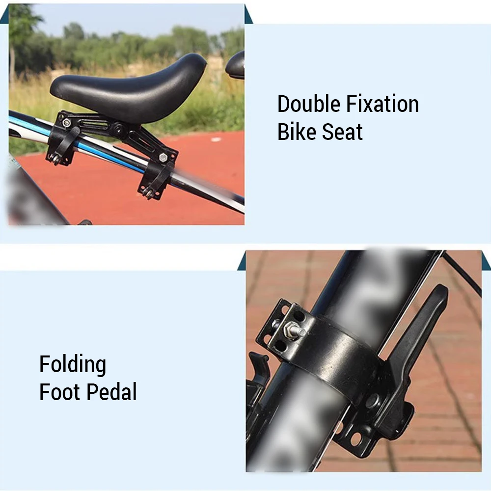 Front Mounted Bicycle Seats with Handlebars and Foot Pedals for Kids Children