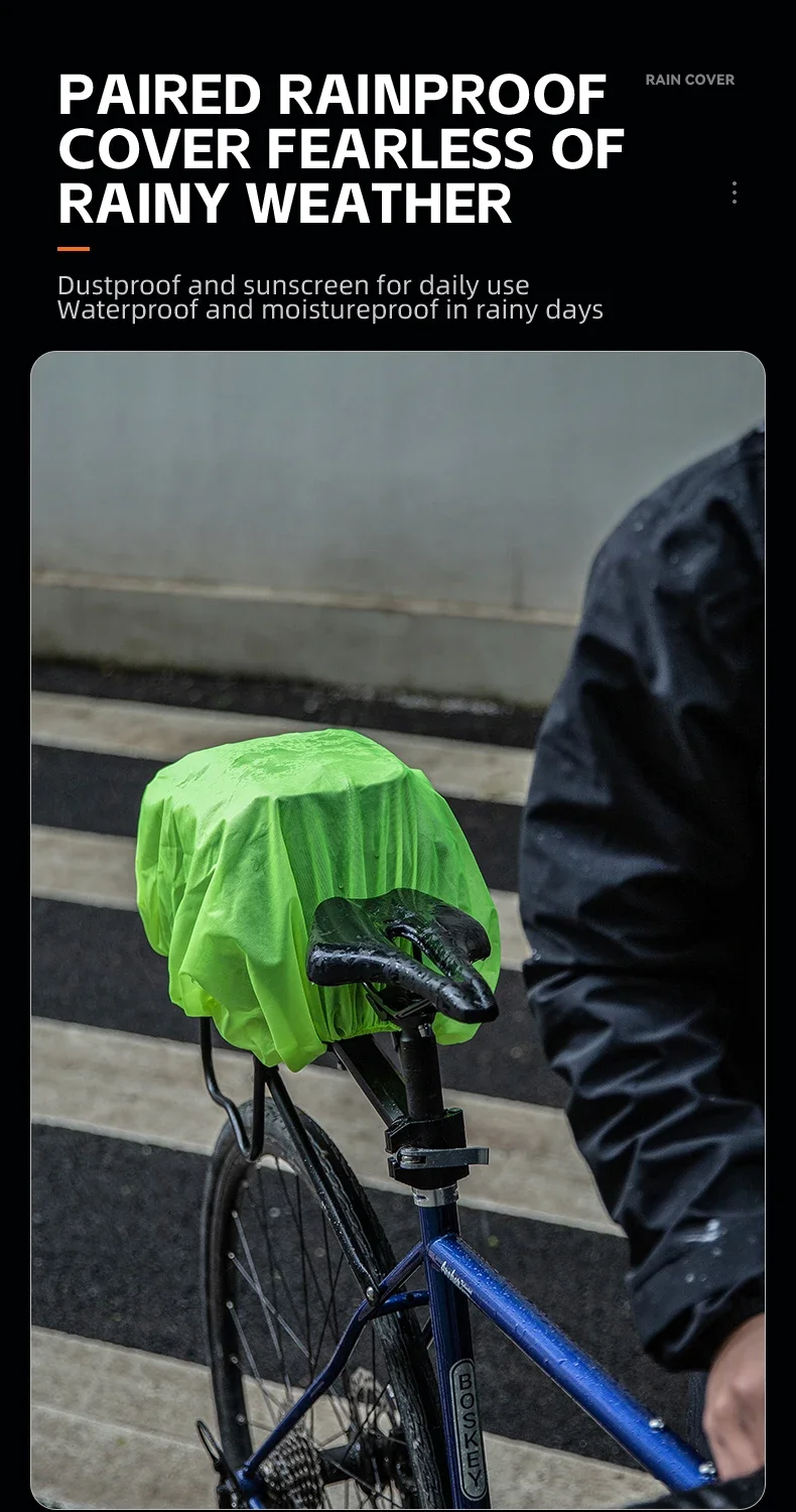 ROCKBROS Bicycle Rear Seat Bag Waterproof 9L Large Capacity Trunk Cycling Seat Tail Rear Pouch Bag Bike Rack Trunk Cargo Bag