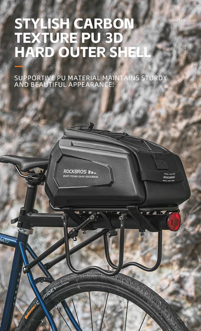 ROCKBROS Bicycle Rear Seat Bag Waterproof 9L Large Capacity Trunk Cycling Seat Tail Rear Pouch Bag Bike Rack Trunk Cargo Bag