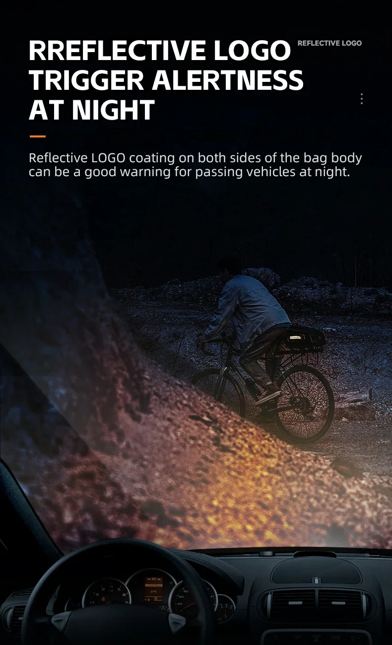 ROCKBROS Bicycle Rear Seat Bag Waterproof 9L Large Capacity Trunk Cycling Seat Tail Rear Pouch Bag Bike Rack Trunk Cargo Bag