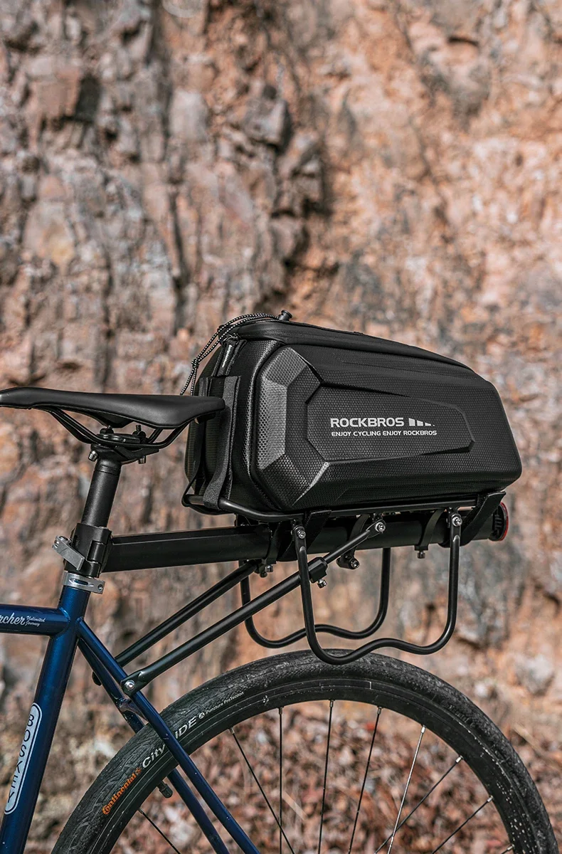 ROCKBROS Bicycle Rear Seat Bag Waterproof 9L Large Capacity Trunk Cycling Seat Tail Rear Pouch Bag Bike Rack Trunk Cargo Bag