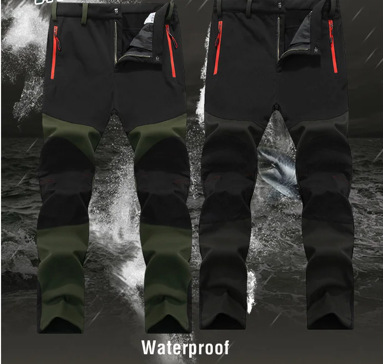 Men Trekking Pants Hiking Snow Autumn Winter Outdoor Soft Shell Thick Cloth Windproof Colorful Warm Camping Trousers