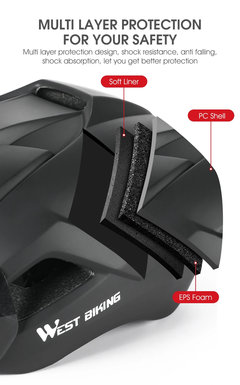WEST BIKING Ultralight Bike Helmet With Taillight Goggle Men Women Integrated Cycling Safety Hat MTB Road Bike Motorcycle Helmet
