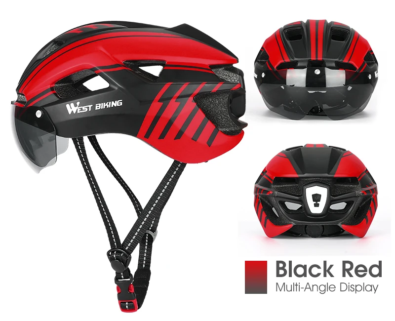 WEST BIKING Ultralight Bike Helmet With Taillight Goggle Men Women Integrated Cycling Safety Hat MTB Road Bike Motorcycle Helmet
