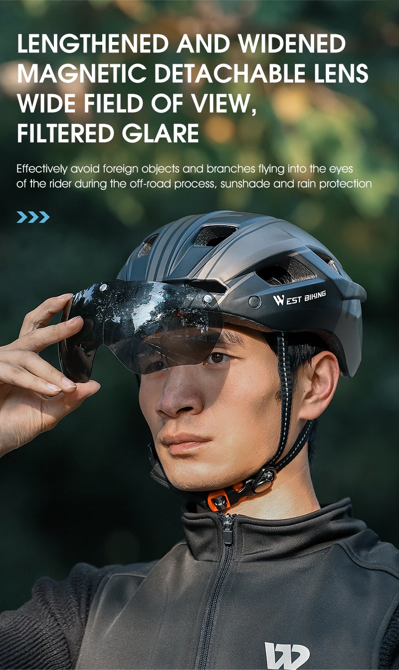 WEST BIKING Ultralight Bike Helmet With Taillight Goggle Men Women Integrated Cycling Safety Hat MTB Road Bike Motorcycle Helmet