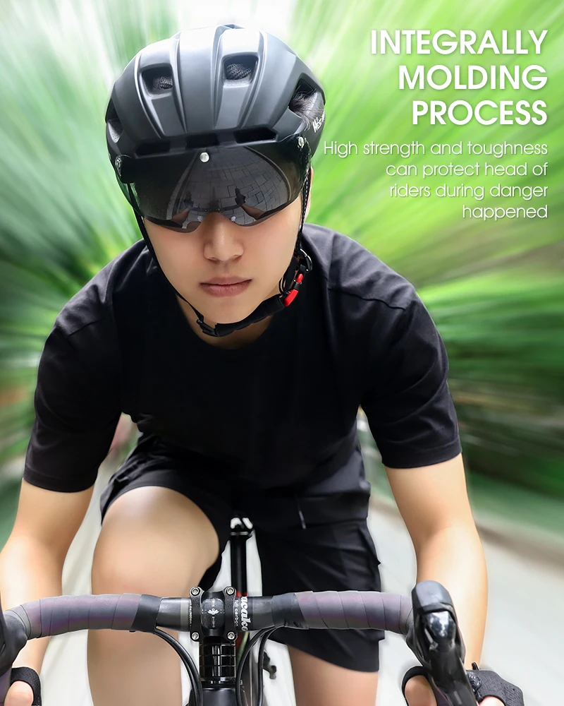 WEST BIKING Ultralight Bike Helmet With Taillight Goggle Men Women Integrated Cycling Safety Hat MTB Road Bike Motorcycle Helmet