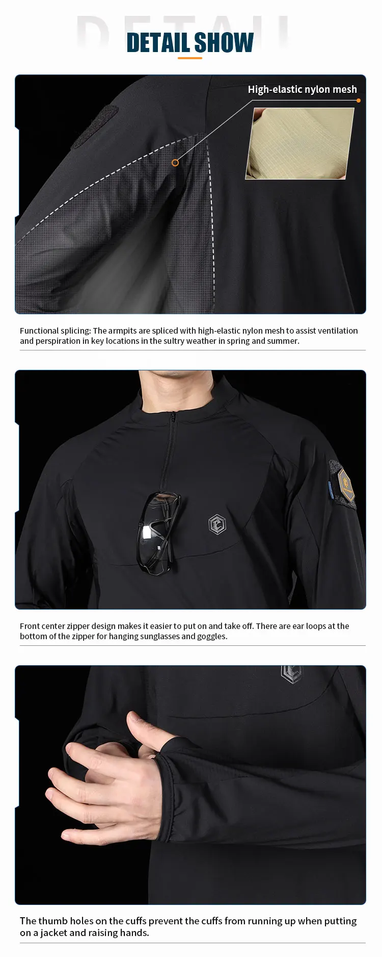 Emersongear Blue Label Hunter Sun-protection T-shirt Long Sleeve Polo Shirt Daily Tops Tshirt Fitness Ergonomic Elastic UPF100+