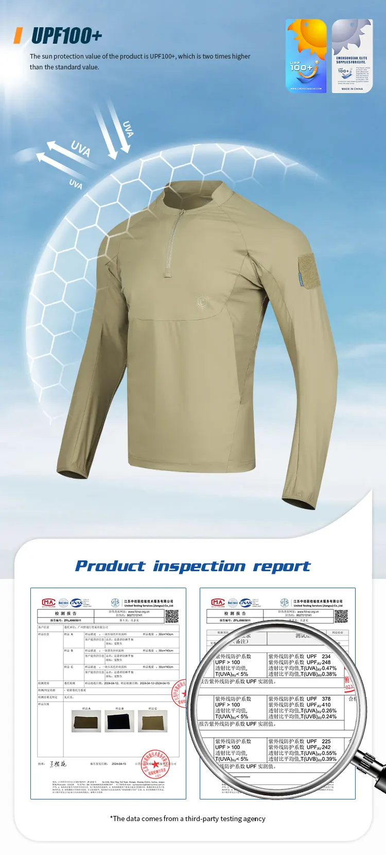 Emersongear Blue Label Hunter Sun-protection T-shirt Long Sleeve Polo Shirt Daily Tops Tshirt Fitness Ergonomic Elastic UPF100+