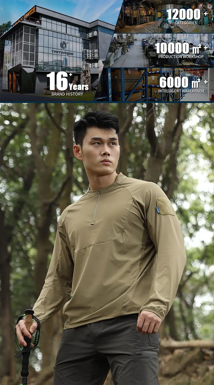 Emersongear Blue Label Hunter Sun-protection T-shirt Long Sleeve Polo Shirt Daily Tops Tshirt Fitness Ergonomic Elastic UPF100+