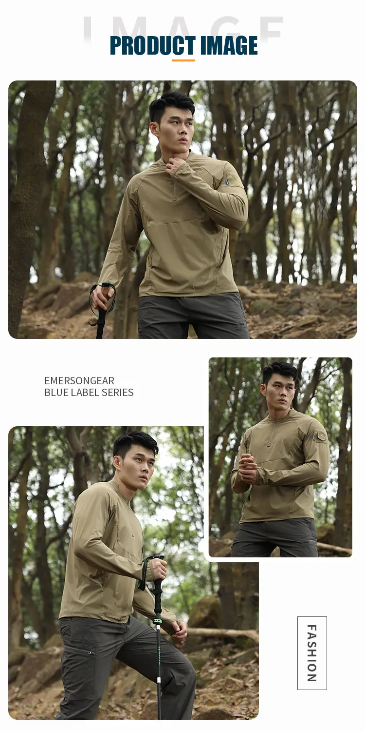 Emersongear Blue Label Hunter Sun-protection T-shirt Long Sleeve Polo Shirt Daily Tops Tshirt Fitness Ergonomic Elastic UPF100+