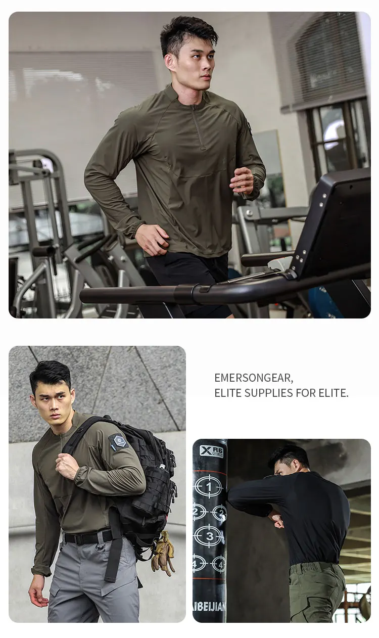 Emersongear Blue Label Hunter Sun-protection T-shirt Long Sleeve Polo Shirt Daily Tops Tshirt Fitness Ergonomic Elastic UPF100+