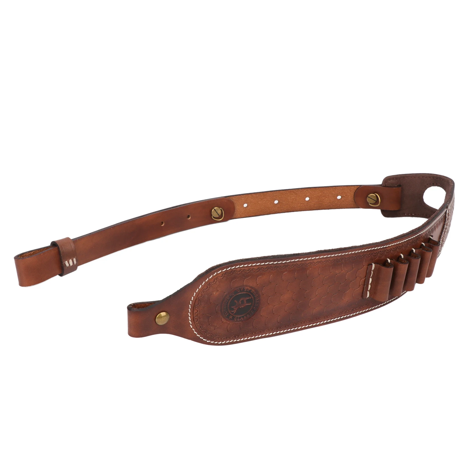 Tourbon Hunting Accessories Leather Rifle Sling Non-Slip Gun Shoulder Strap Cartridges Ammo Shell Holder with Swivels