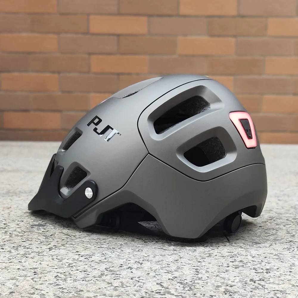 PJT New Helmet Cycling MTB Men Women Bicycle Helmet With Rechargeable LED Light Helmets Ultralight Mountain Road Bike Helmet