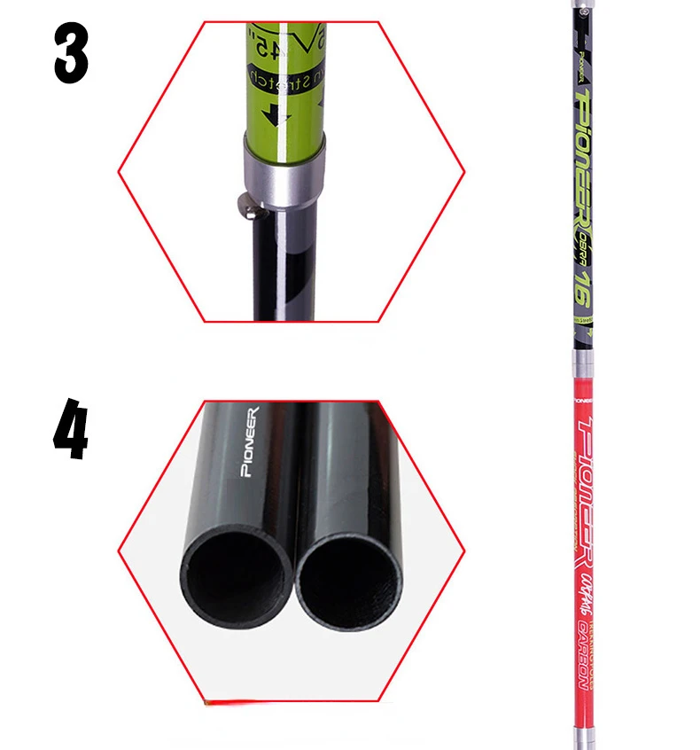 Pioneer Folding Ultralight Quick Lock Trekking Poles Hiking Pole Race Running Outdoor Walking Stick Carbon Fiber 115-135cm