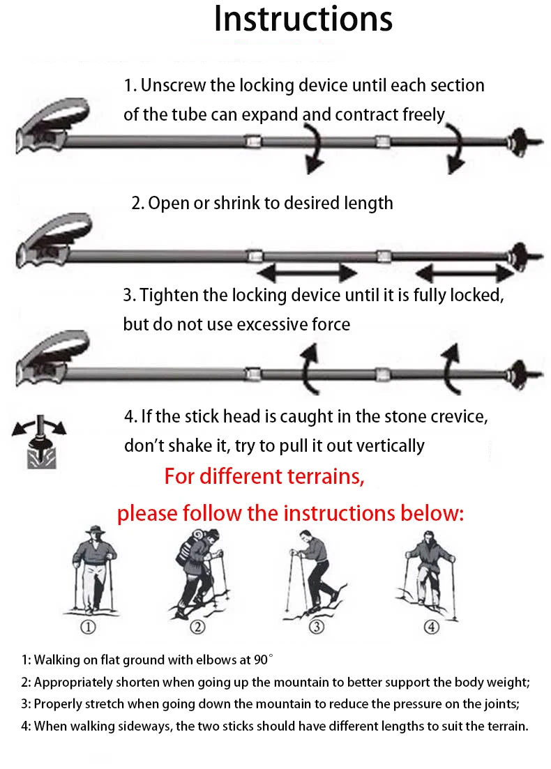 Pioneer Folding Ultralight Quick Lock Trekking Poles Hiking Pole Race Running Outdoor Walking Stick Carbon Fiber 115-135cm