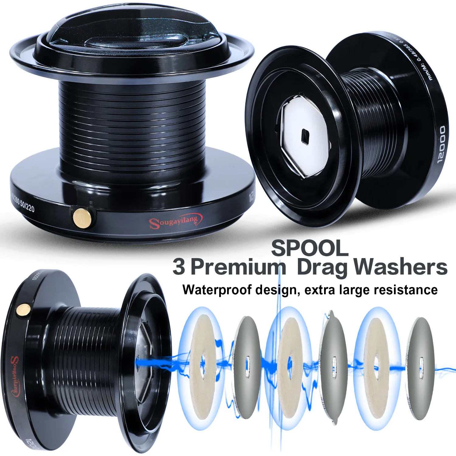 Sougayilang 13+1BB Spinning Reel 4.6:1Gear Ratio Max Drag 25KG Anti-corrosion Saltwater Freshwater Fishing Reel with Spare Spool