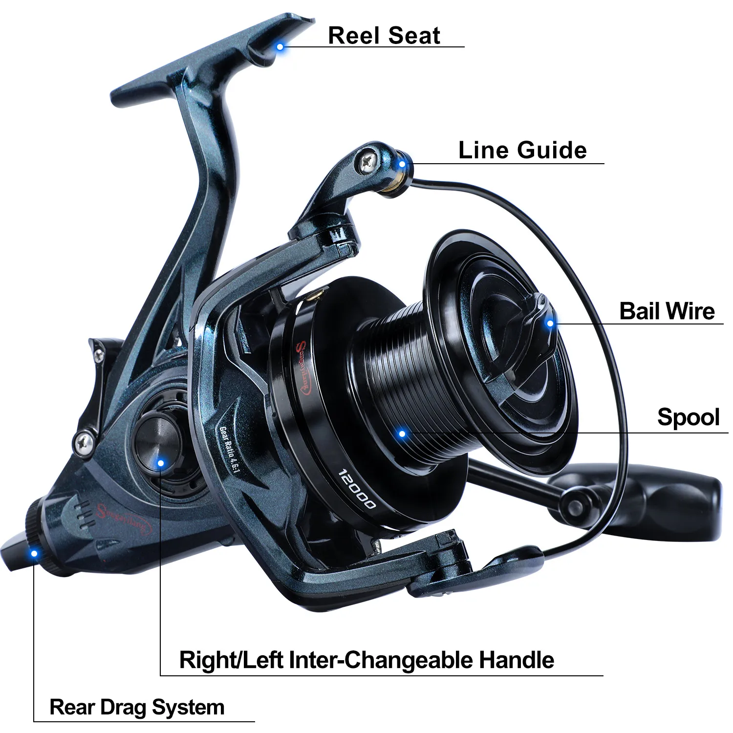 Sougayilang 13+1BB Spinning Reel 4.6:1Gear Ratio Max Drag 25KG Anti-corrosion Saltwater Freshwater Fishing Reel with Spare Spool