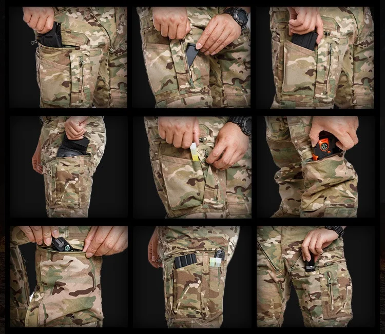 Multi-pocket Tactical Cargo Pants Men Outdoor Sports Multicam Camo Combat Training Uniform Work Trousers Hiking Hunting Pants