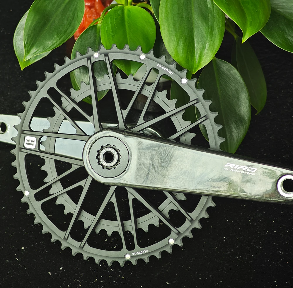 RIRO Carbon Fiber Crank Road Bike 29MM 11/12 Speed 50-34/52-36/53-39T MS Direct Mount/110/130BCD Bicycle Crankset Chainring