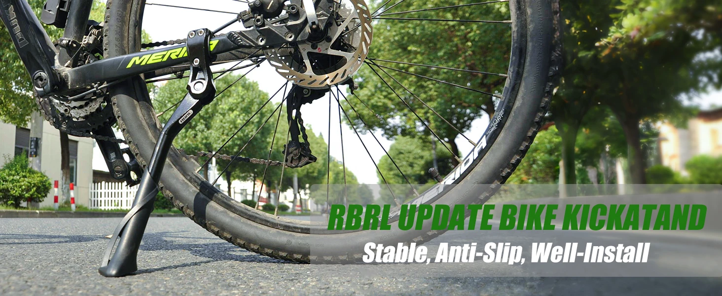 RBRL Adjustable Bike Kickstand Aluminium Bicycle Kickstand Anti-Slip Durable Bike Side Support for 24-29" MTB Electric Bike