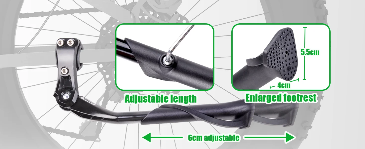 RBRL Adjustable Bike Kickstand Aluminium Bicycle Kickstand Anti-Slip Durable Bike Side Support for 24-29" MTB Electric Bike