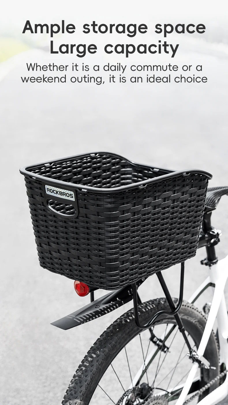 ROCKBROS Rear Bike Basket Large Capacity With Telescopic Cover Pets Bicycle Basket Fits for Most Rear Bike Rack Anti-squeeze