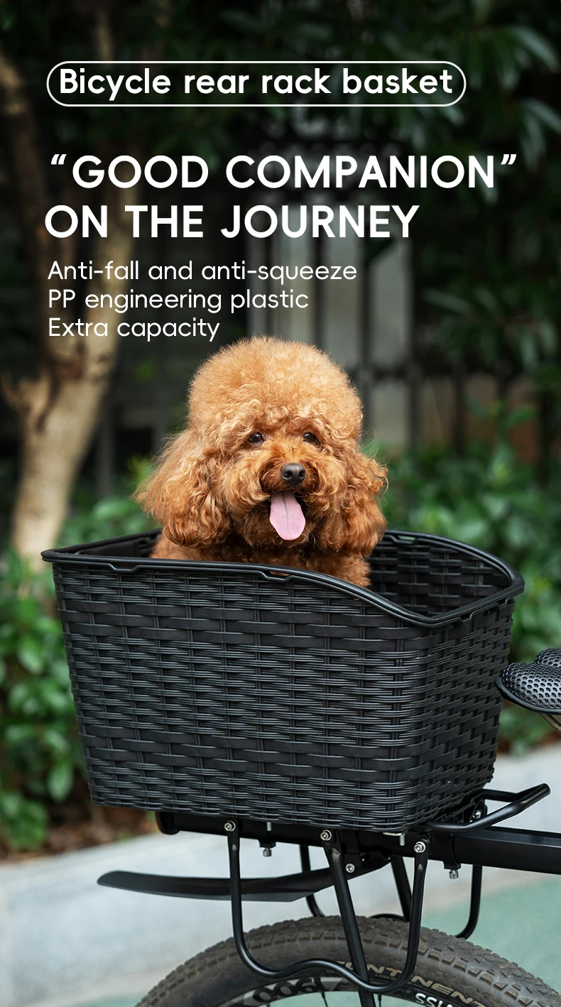 ROCKBROS Rear Bike Basket Large Capacity With Telescopic Cover Pets Bicycle Basket Fits for Most Rear Bike Rack Anti-squeeze